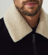 Manteau court en laine marine "Nelson" - IZAC
