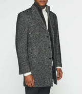 Manteau ville en tweed noir ICE - IZAC