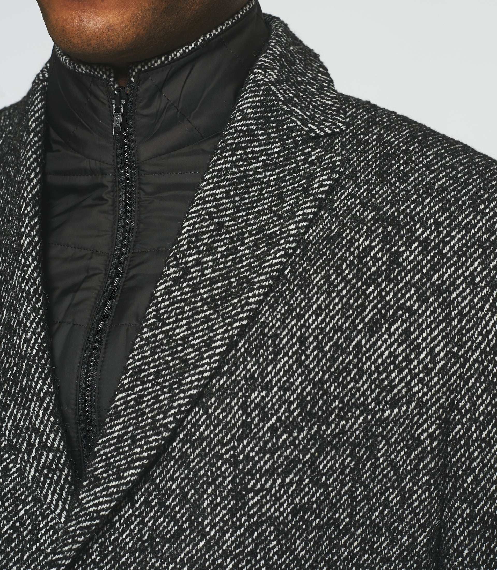 Manteau ville en tweed noir ICE - IZAC
