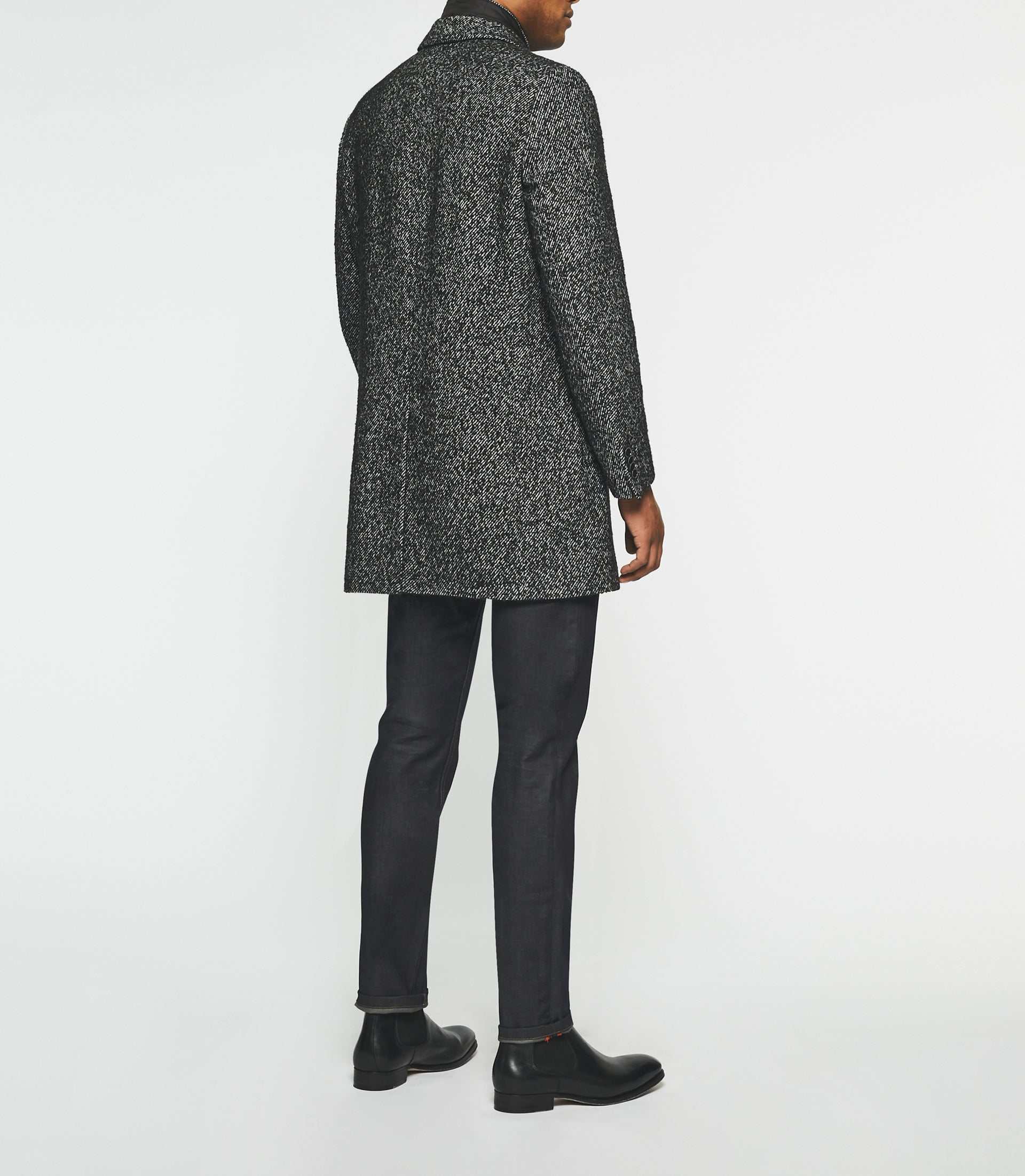 Manteau ville en tweed noir ICE - IZAC