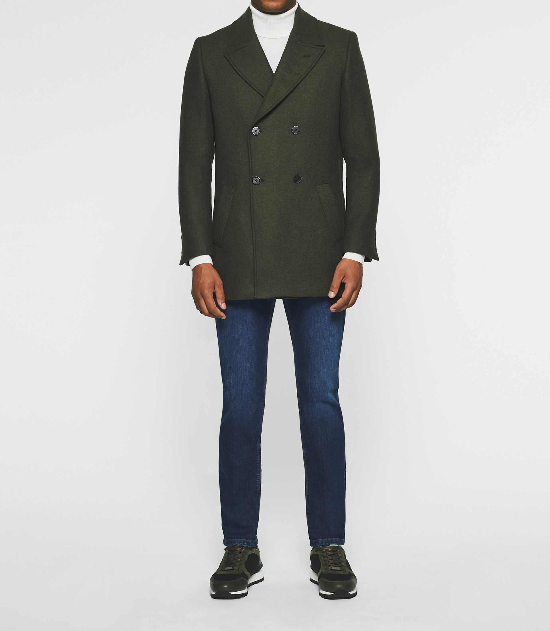 Manteau croisé col fourrure kaki IGNACIO - IZAC