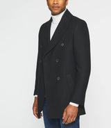 Manteau croisé col fourrure noir IGNACIO - IZAC