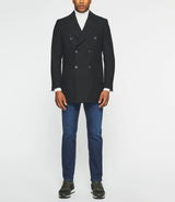 Manteau croisé col fourrure noir IGNACIO - IZAC