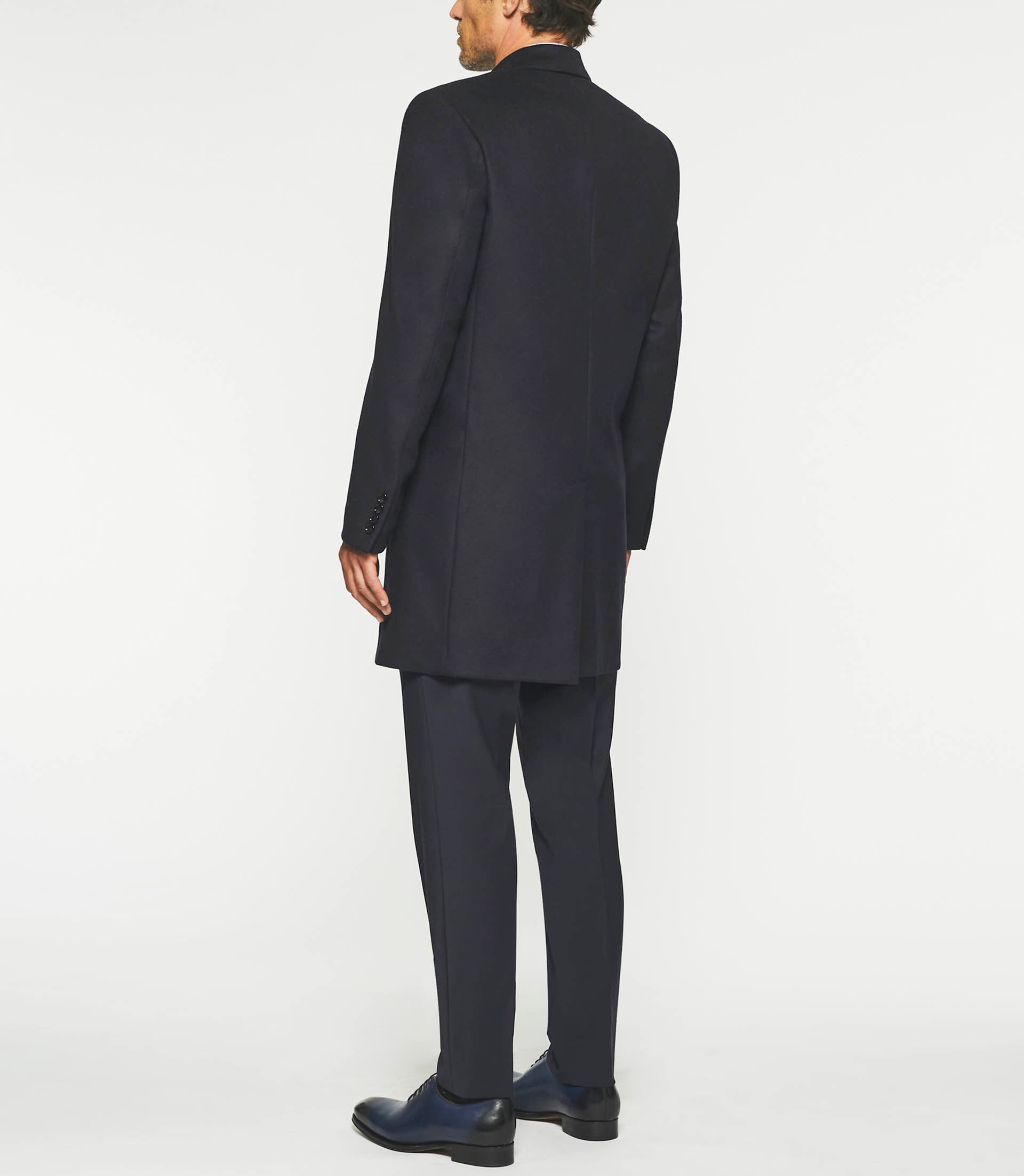 Manteau ville en laine et cachemire marine INDALECIO - IZAC