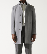 Manteau ville droit en laine gris clair INEON - IZAC