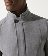 Manteau ville droit en laine gris clair INEON - IZAC