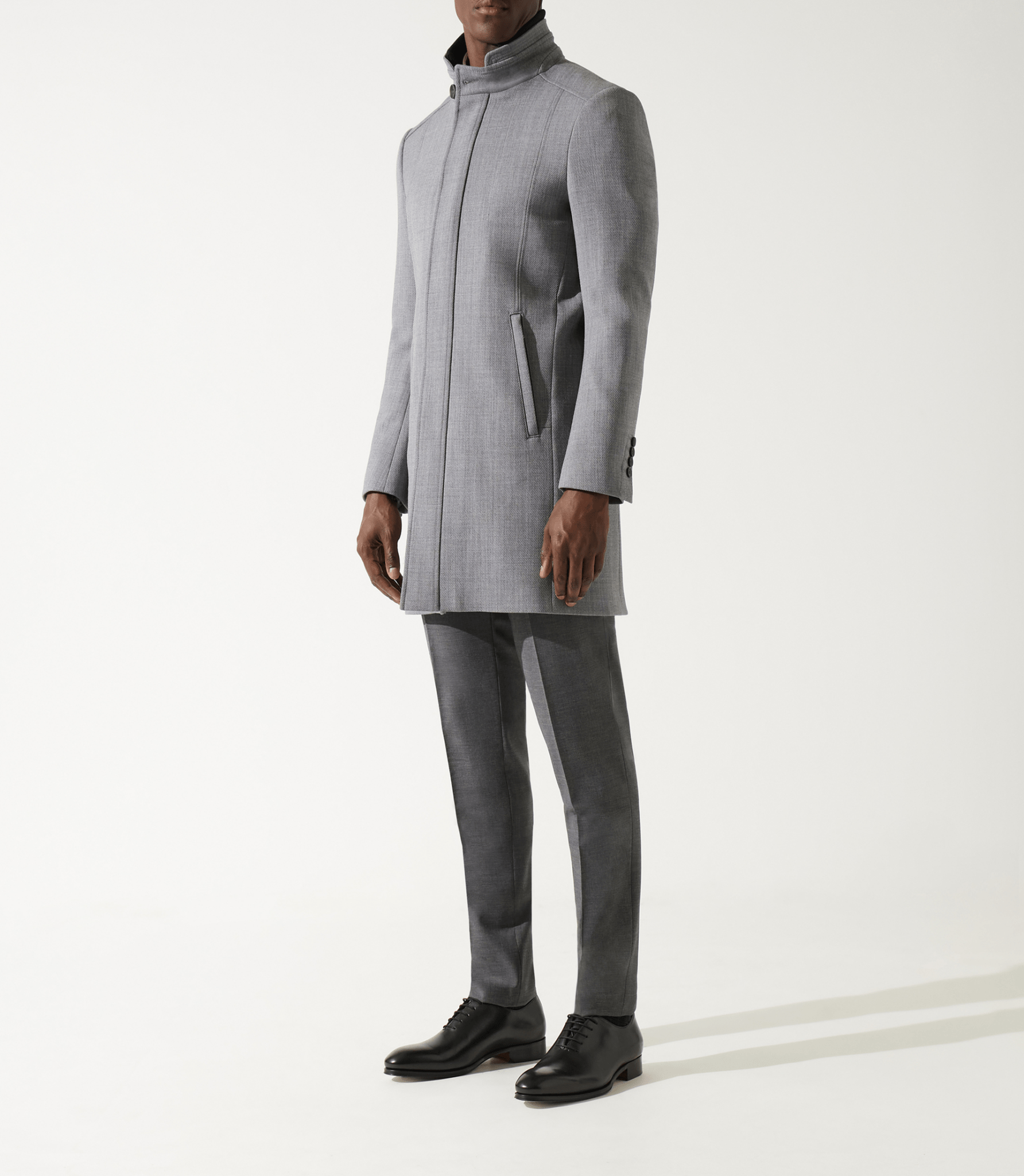 Manteau ville droit en laine gris clair INEON - IZAC