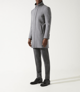 Manteau ville droit en laine gris clair INEON - IZAC