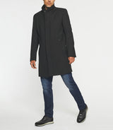 Manteau ville droit en laine noir INEON - IZAC