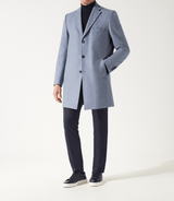 Manteau en laine et cachemire bleu ciel ISAO - IZAC