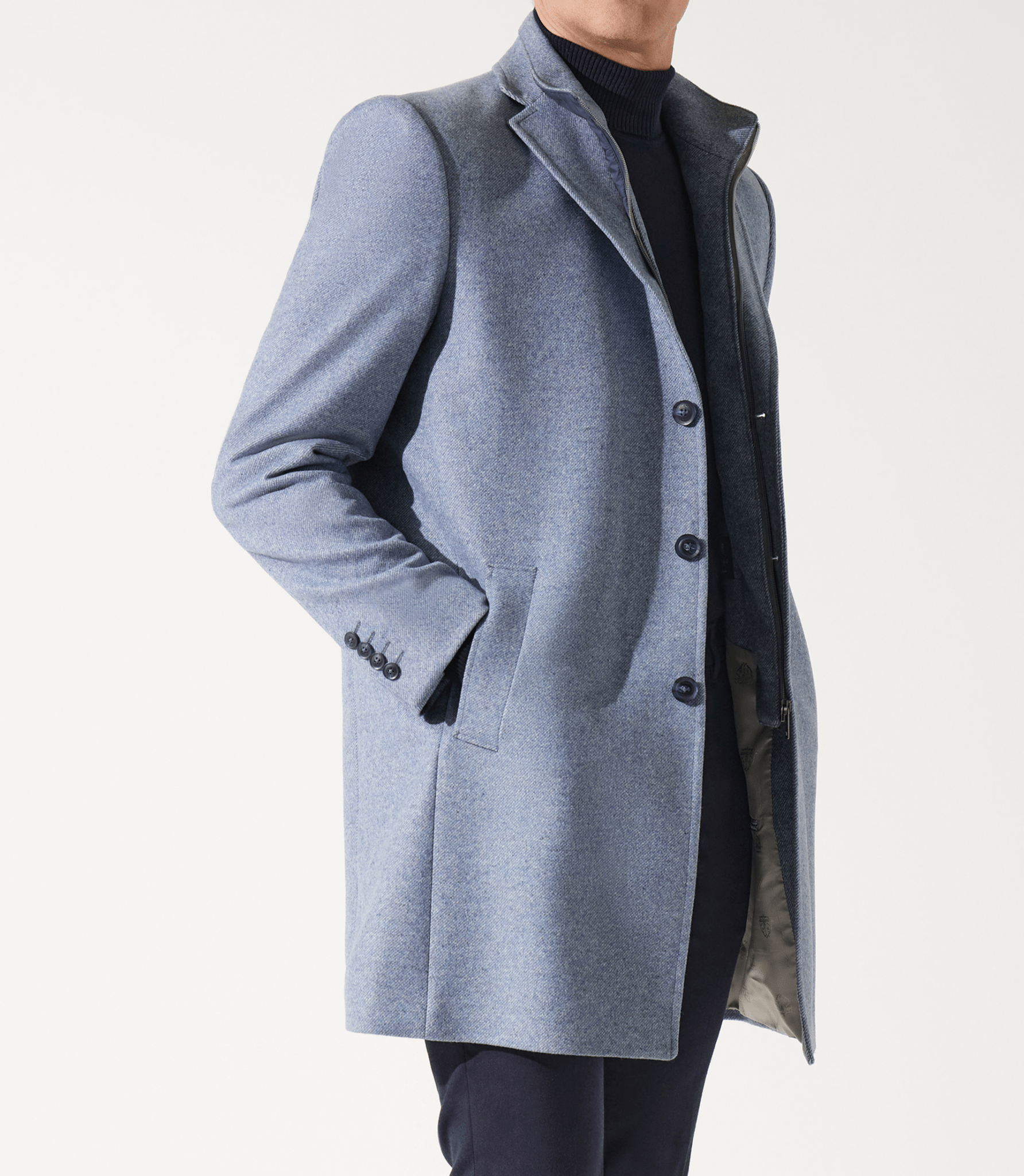 Manteau en laine et cachemire bleu ciel ISAO - IZAC