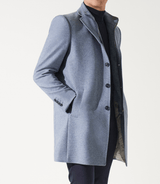 Manteau en laine et cachemire bleu ciel ISAO - IZAC