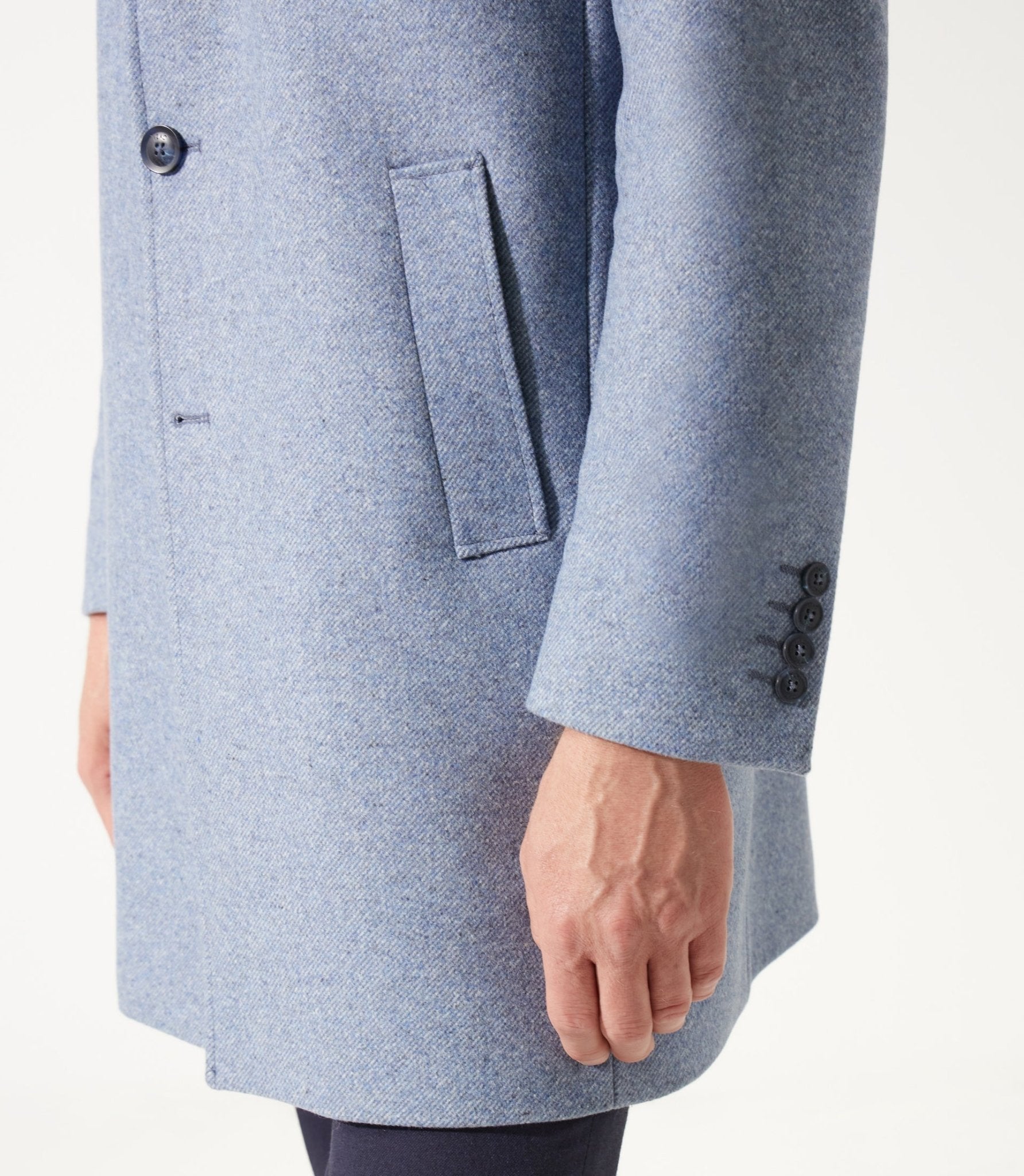 Manteau en laine et cachemire bleu ciel ISAO - IZAC