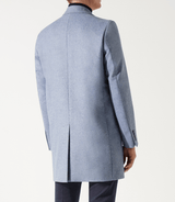 Manteau en laine et cachemire bleu ciel ISAO - IZAC