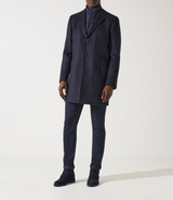 Manteau en laine et cachemire bleu denim ISAO - IZAC