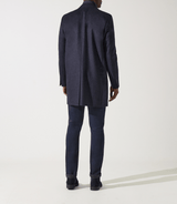 Manteau en laine et cachemire bleu denim ISAO - IZAC