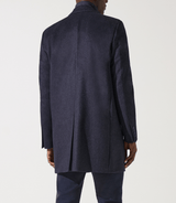 Manteau en laine et cachemire bleu denim ISAO - IZAC