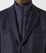 Manteau en laine et cachemire bleu denim ISAO - IZAC
