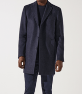 Manteau en laine et cachemire bleu denim ISAO - IZAC