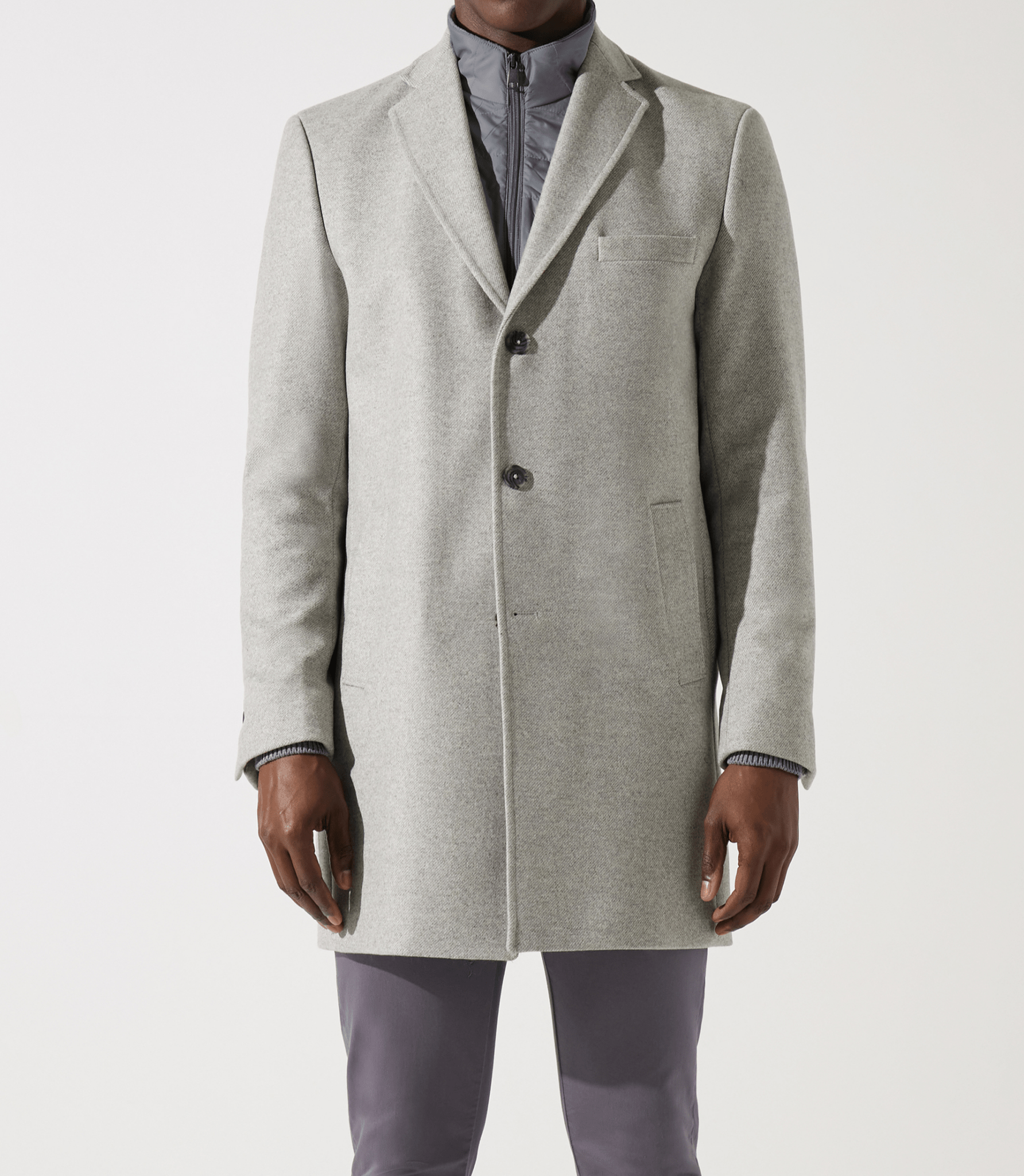 Manteau en laine et cachemire gris clair ISAO - IZAC