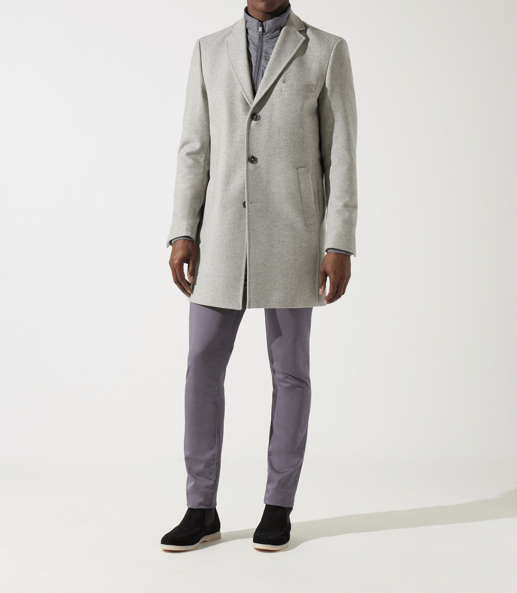 Manteau en laine et cachemire gris clair ISAO - IZAC