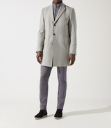 Manteau en laine et cachemire gris clair ISAO - IZAC