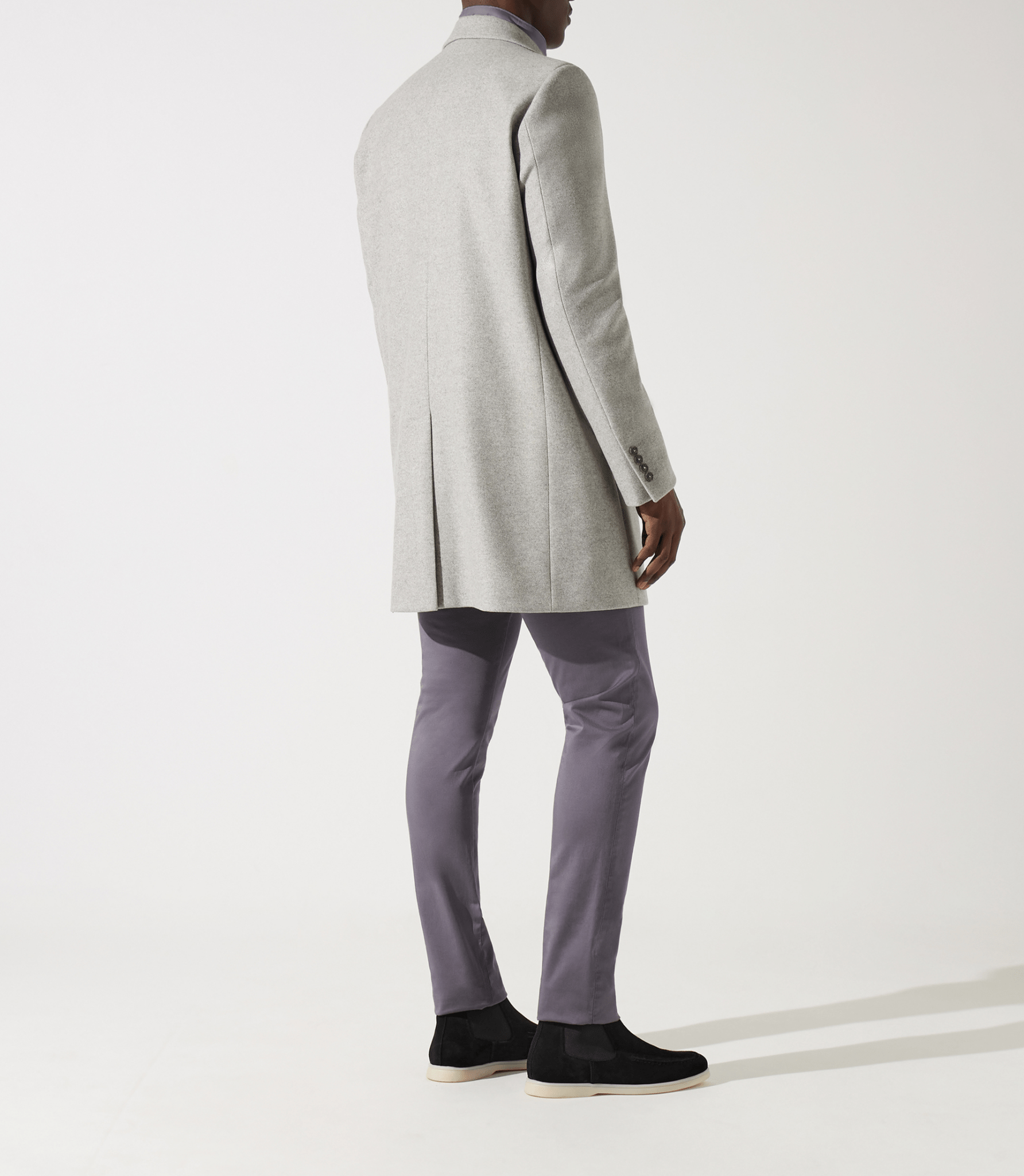 Manteau en laine et cachemire gris clair ISAO - IZAC