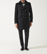 Manteau croisé col fourrure noir ISIO - IZAC