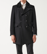 Manteau croisé col fourrure noir ISIO - IZAC