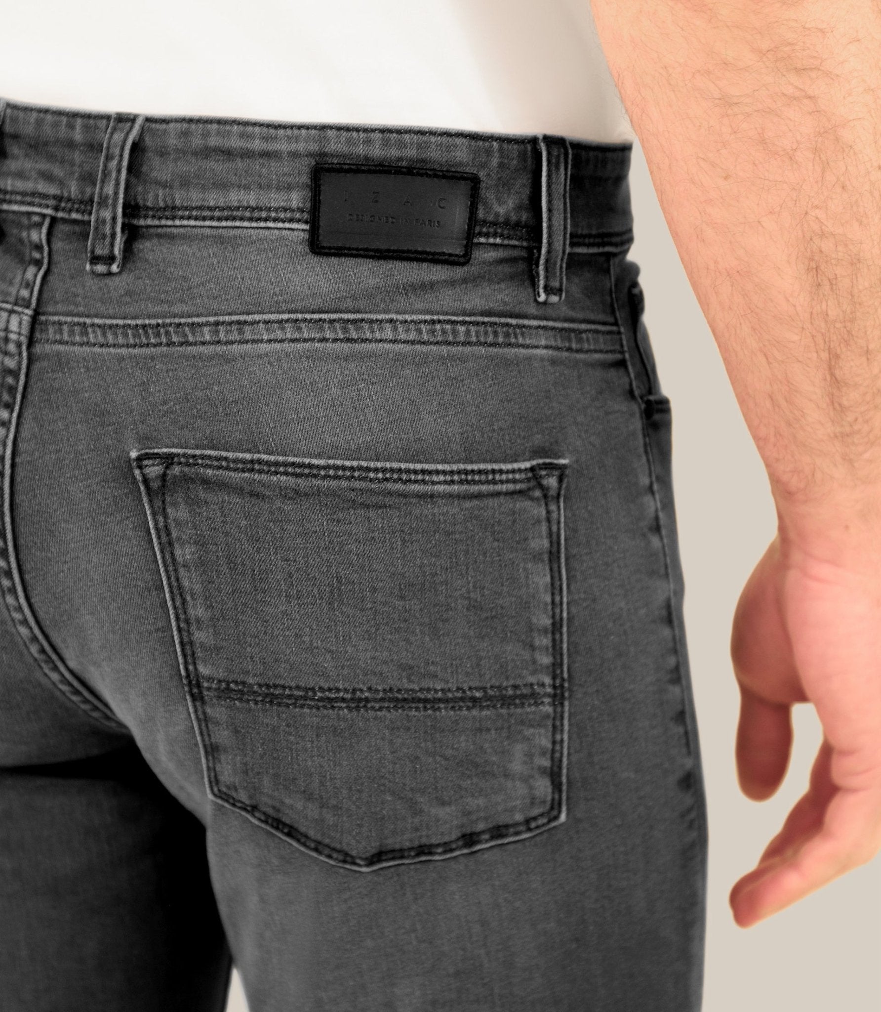 Jean 5 poches "jog" coupe slim gris - IZAC