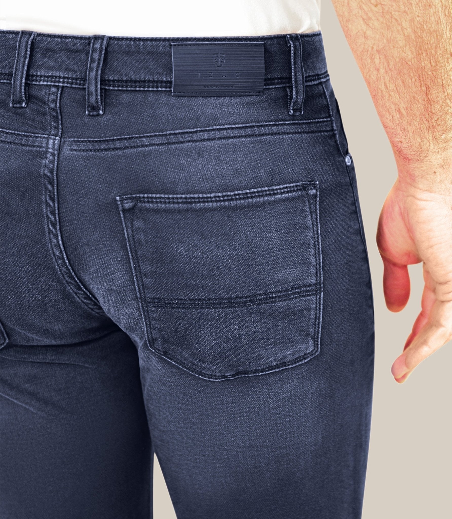 Jean 5 poches "jog" coupe slim marine - IZAC