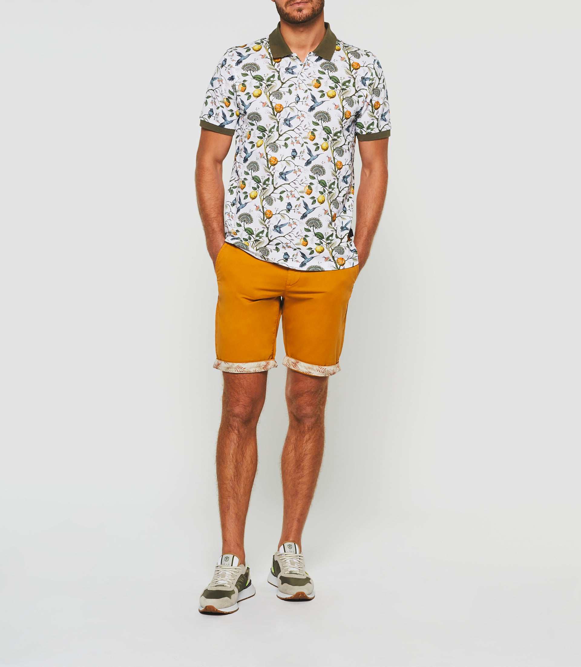 Polo manches courtes blanc et kaki "Gabi" - IZAC