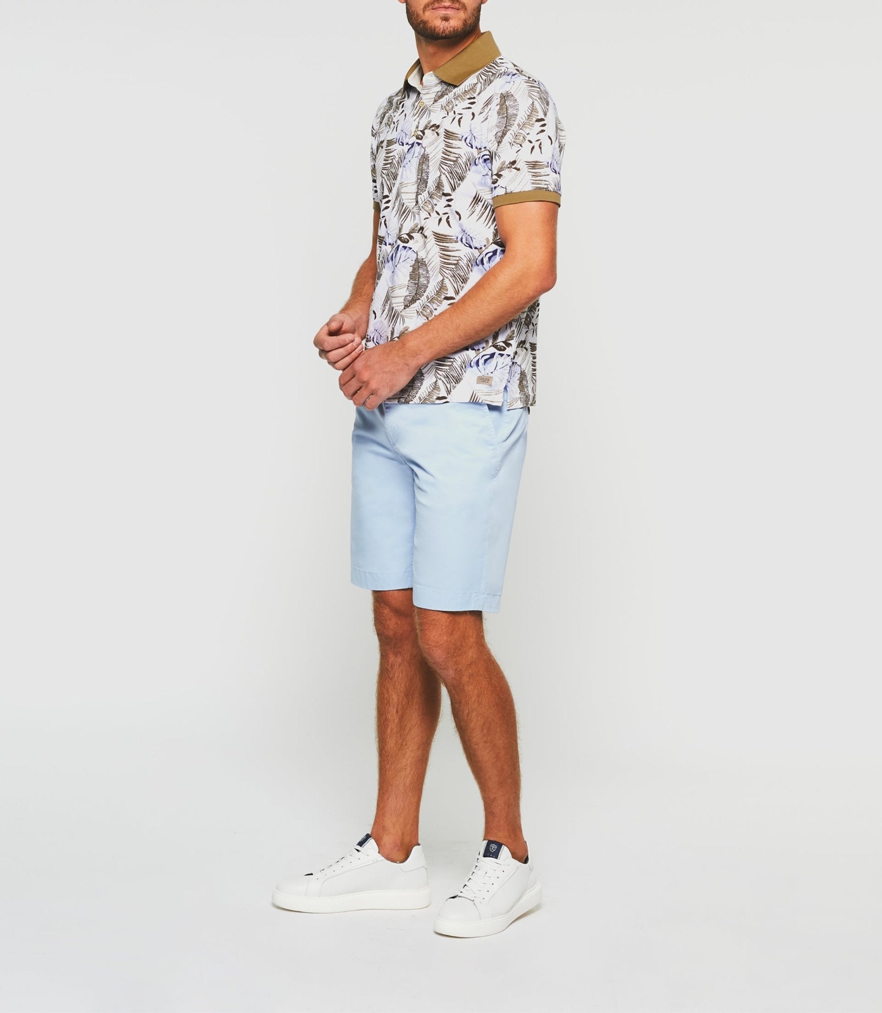 Polo manches courtes blanc et bleu "Gab" - IZAC