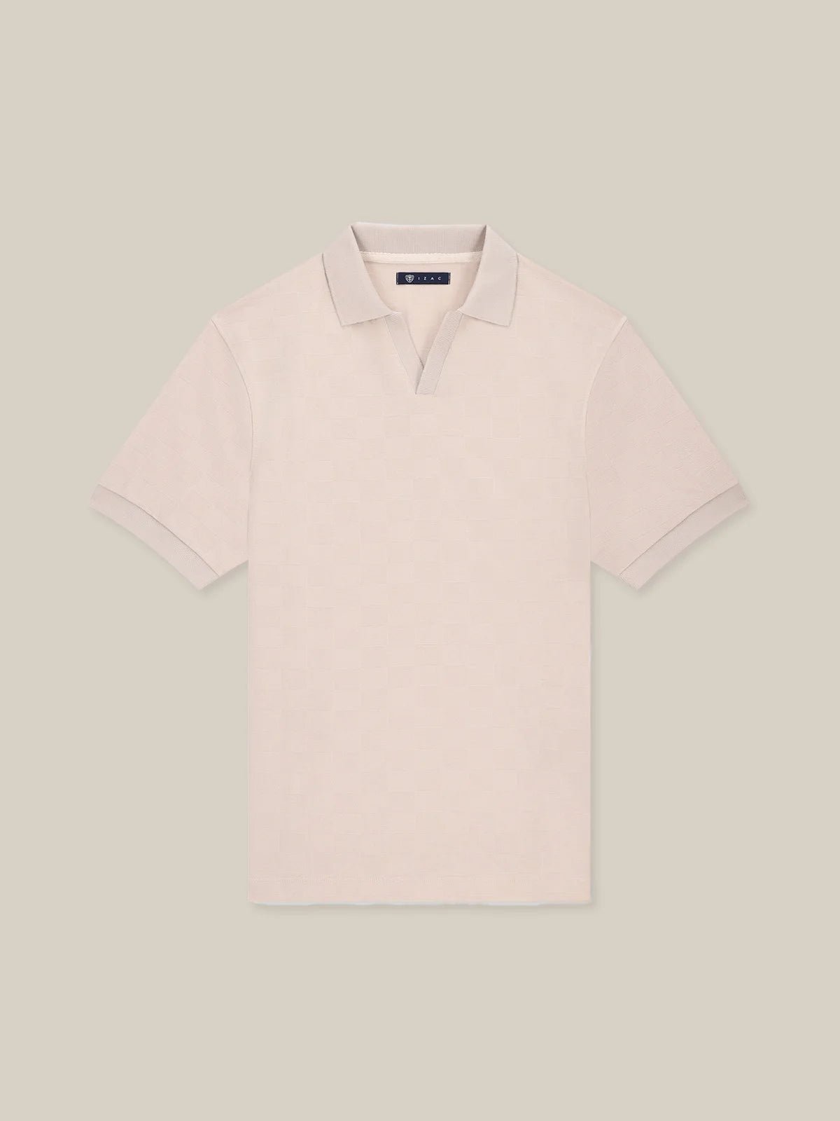 Polo col ouvert motif damier beige - IZAC