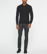 Polo en maille manches longues noir NEIL - IZAC