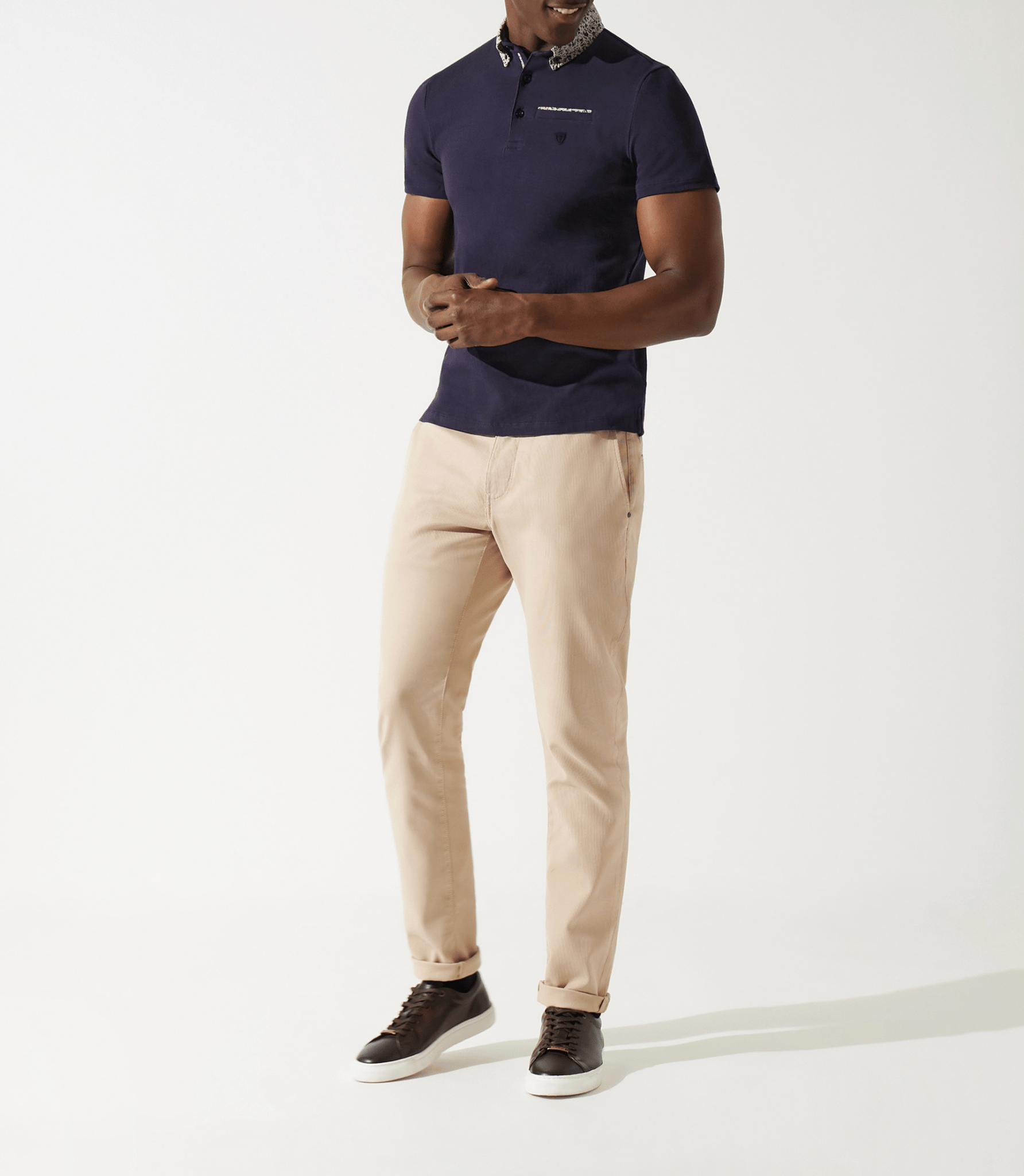 Polo col chemise manches courtes marine GARCISSE - IZAC