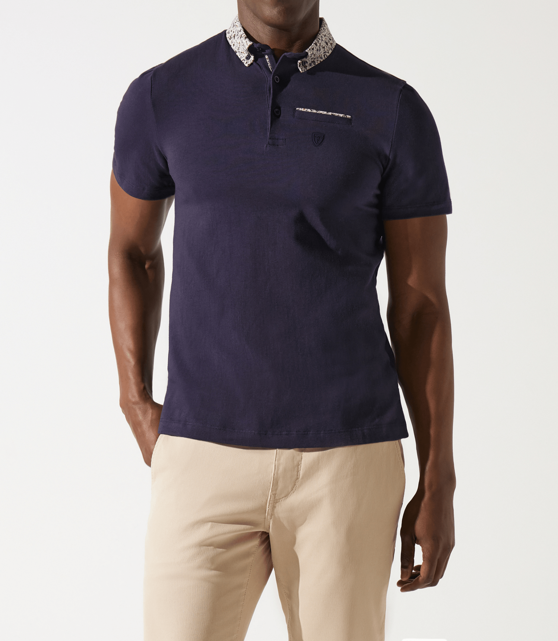 Polo col chemise manches courtes marine GARCISSE - IZAC