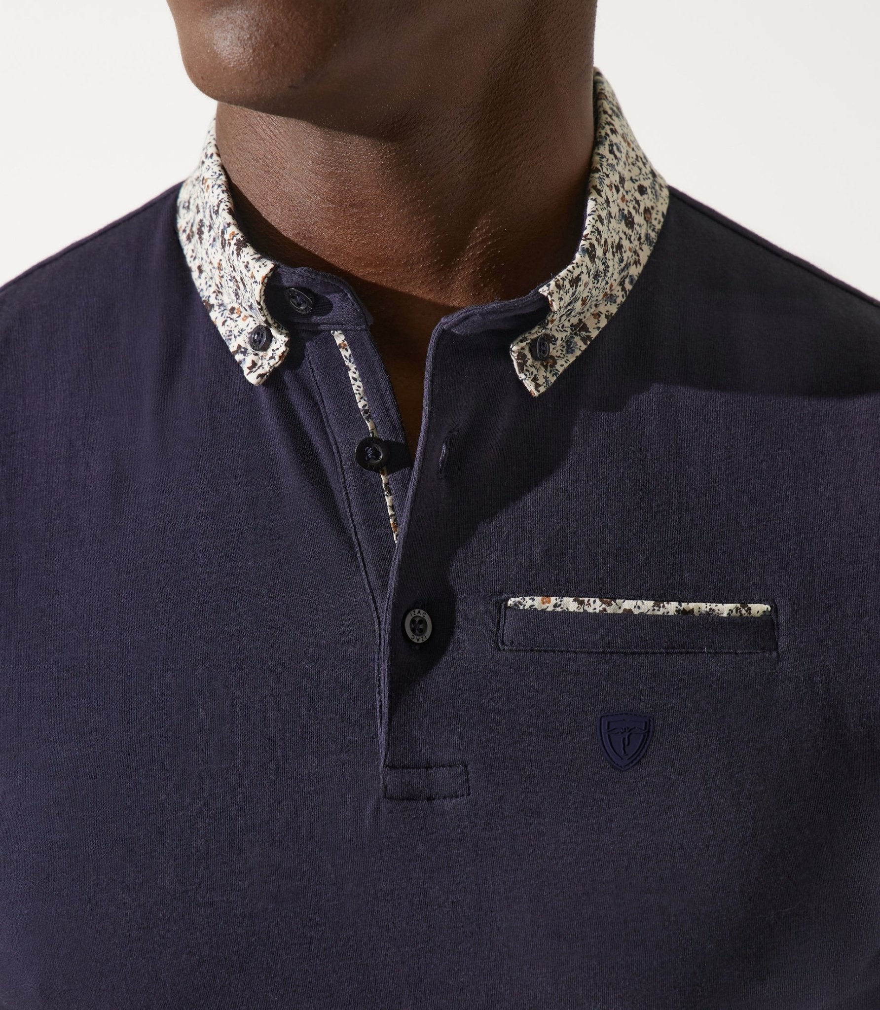 Polo col chemise manches courtes marine GARCISSE - IZAC
