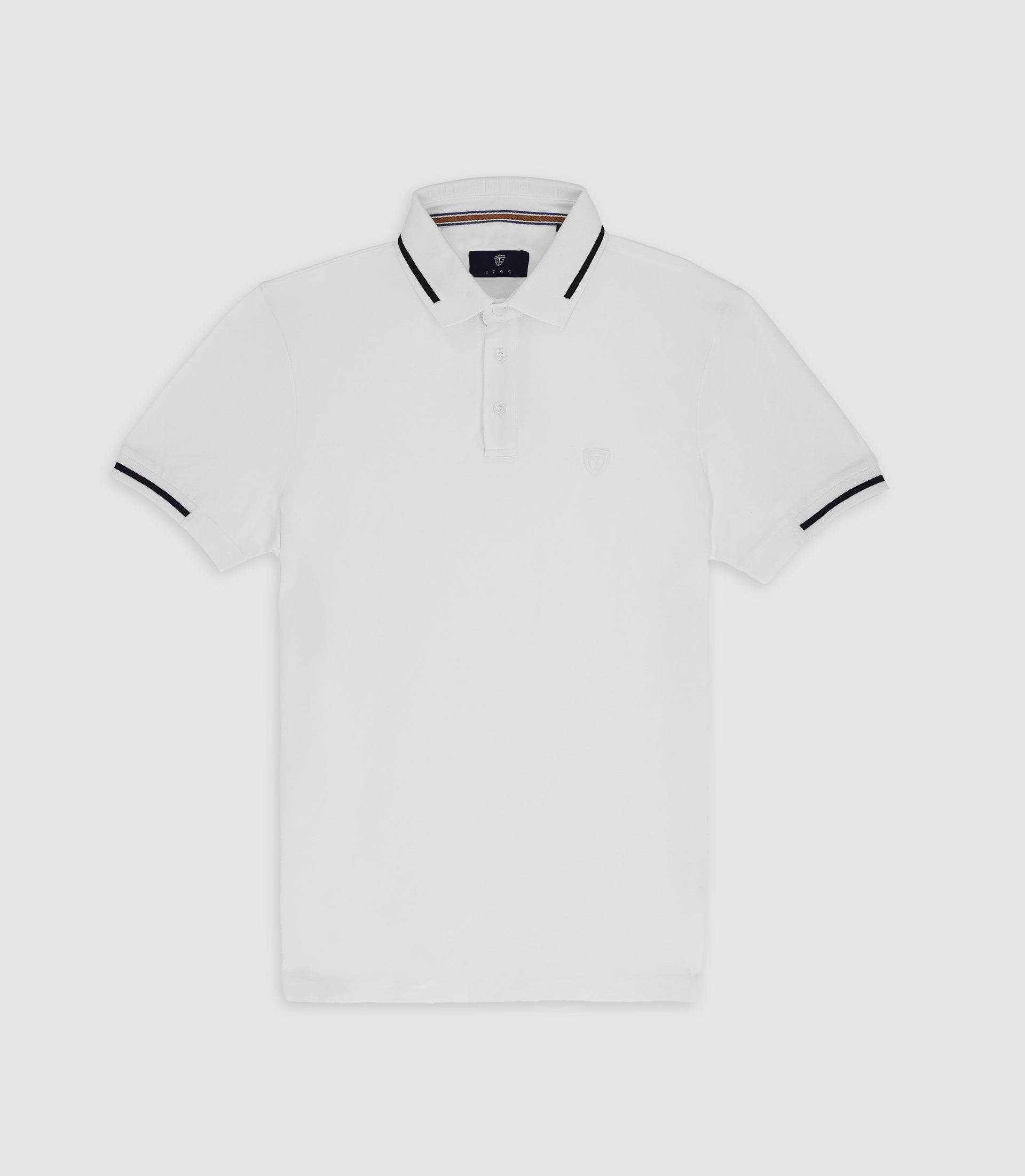 Polo col rayé manches courtes blanc GREGORY - IZAC
