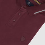 Polo col rayé manches courtes bordeaux GREGORY - IZAC