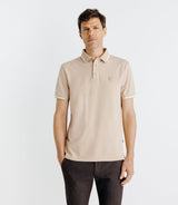 Polo avec rayures sur le col beige - IZAC