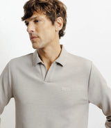 Polo col ouvert manches longues beige - IZAC