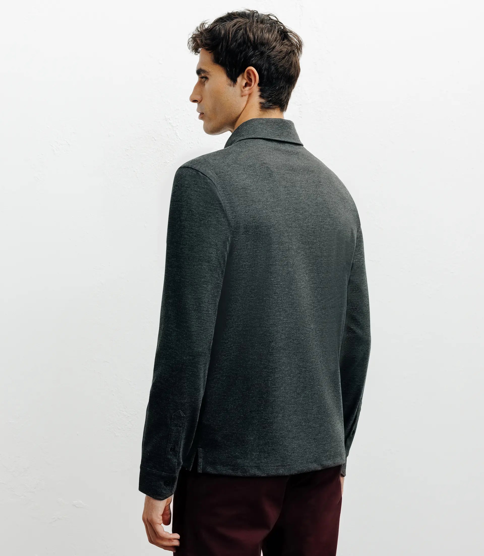 Polo boutonné manches longues anthracite - IZAC