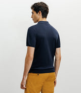 Polo col ouvert en maille bleu - IZAC