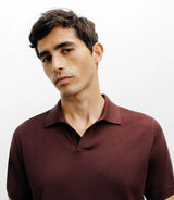 Polo col ouvert en maille bordeaux f - IZAC