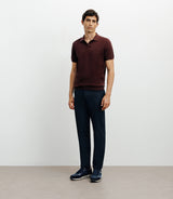 Polo col ouvert en maille bordeaux f - IZAC