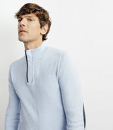Pull col montant demi zippé bleu ciel