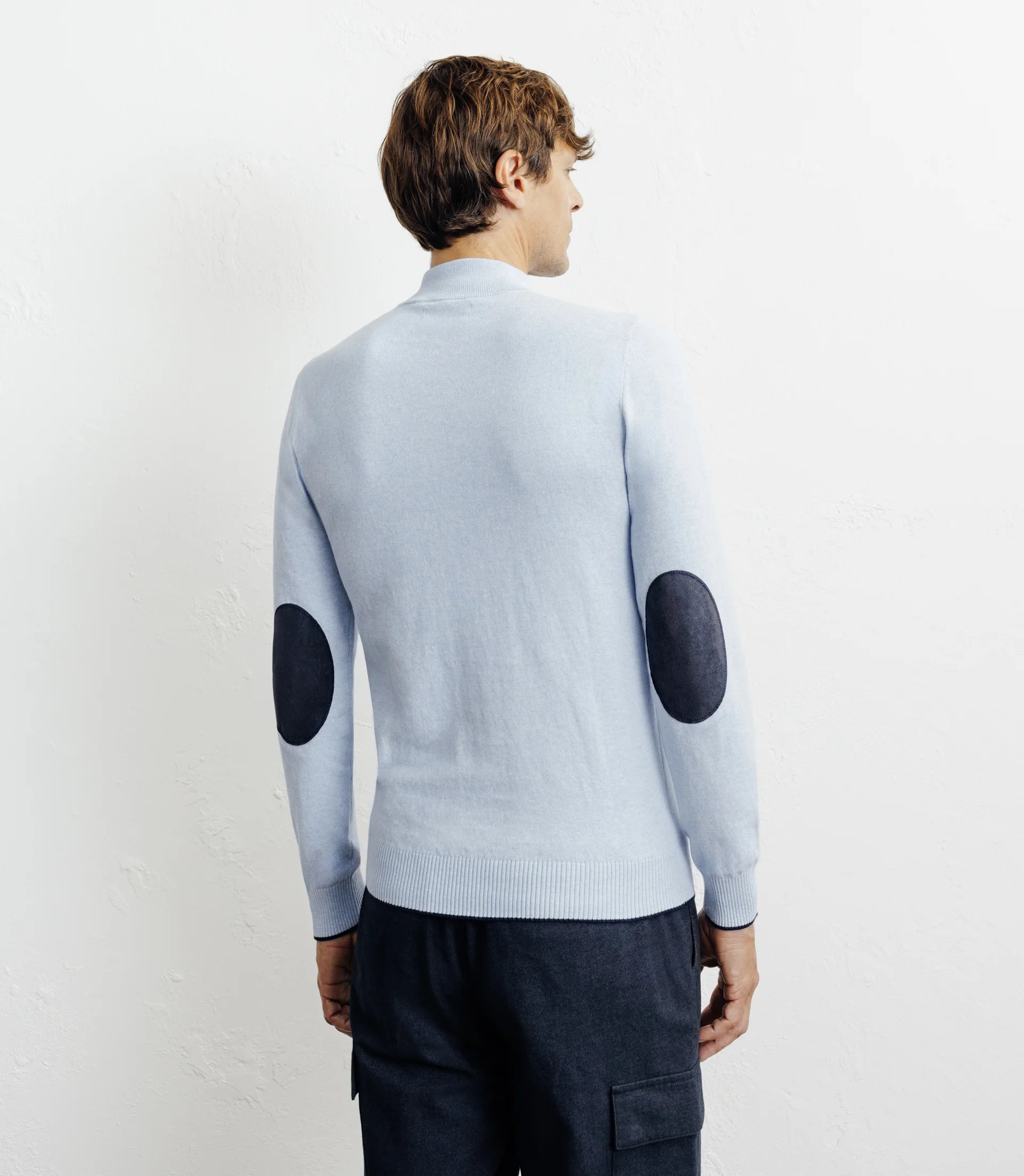 Pull col montant demi zippé bleu ciel
