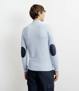 Pull col montant demi zippé bleu ciel