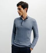 Pull col montant demi zippé indigo